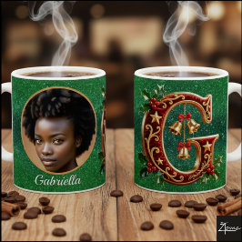 Luxuriöser roter Samt Gold Weihnachtsbuchstabe G Kaffeetasse