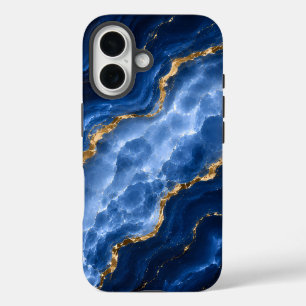 Luxuriöser Saphir-Marmor-Achat iPhone 16 Hülle