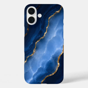 Luxuriöser Saphirblauer Marmor iPhone 16 Plus Hülle