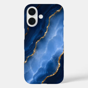 Luxuriöser Saphirblauer Marmor iPhone 16 Hülle