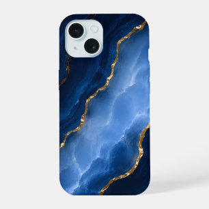 Luxuriöser Saphirblauer Marmor iPhone 15 Hülle