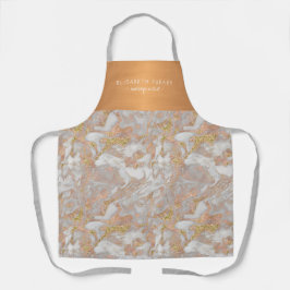 Luxuriöser Schönheitssalon Grau Marmor Gold Name d Schürze