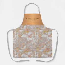 Luxuriöser Schönheitssalon Grau Marmor Gold Name d Schürze