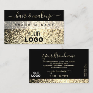 Luxuriöser Schwarz-Gold-Sparkling-Glitzer mit Logo Visitenkarte