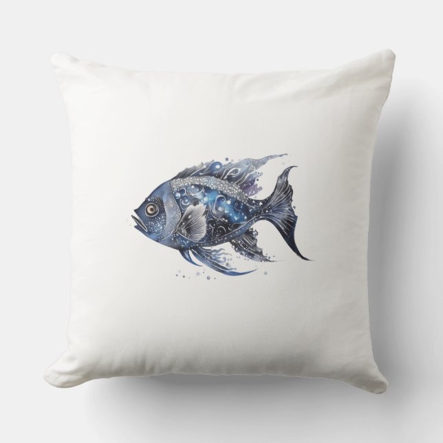 Luxuriöser Schwarzer Fisch Groß Kissen (Vorderseite)