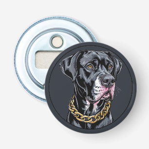 Luxuriöser schwarzer Hund mit Goldkette Flaschenöffner