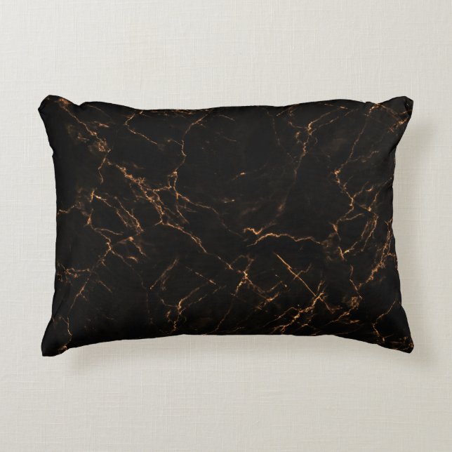 Luxuriöser schwarzer Marmor: Elegante Textur Dekokissen (Vorderseite)