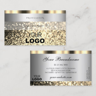 Luxuriöser Silber- und Goldglanz-Glitzer mit Logo Visitenkarte