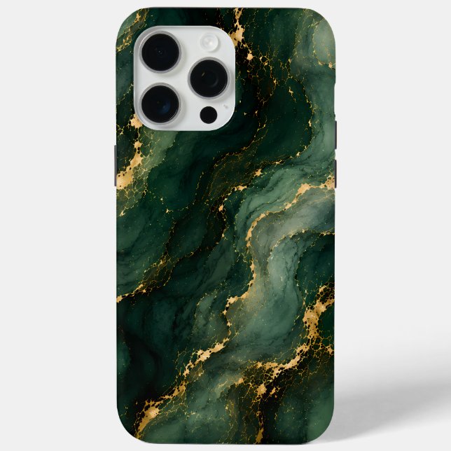 Luxuriöser Smaragd-Marmor mit goldenen Adern Case-Mate iPhone Hülle (Rückseite)