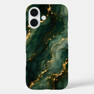 Luxuriöser Smaragd-Marmor mit goldenen Adern iPhone 16 Hülle