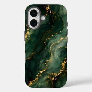 Luxuriöser Smaragd-Marmor mit goldenen Adern iPhone 16 Hülle