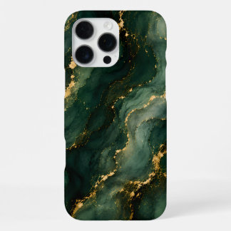 Luxuriöser Smaragd-Marmor mit goldenen Adern iPhone 16 Pro Max Hülle