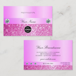 Luxuriöser Sparkling Girly Pink Glitzer mit Logo C Visitenkarte