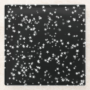 Luxuriöser Sternenhimmel Schwarze Sternen Eleganz Glasuntersetzer