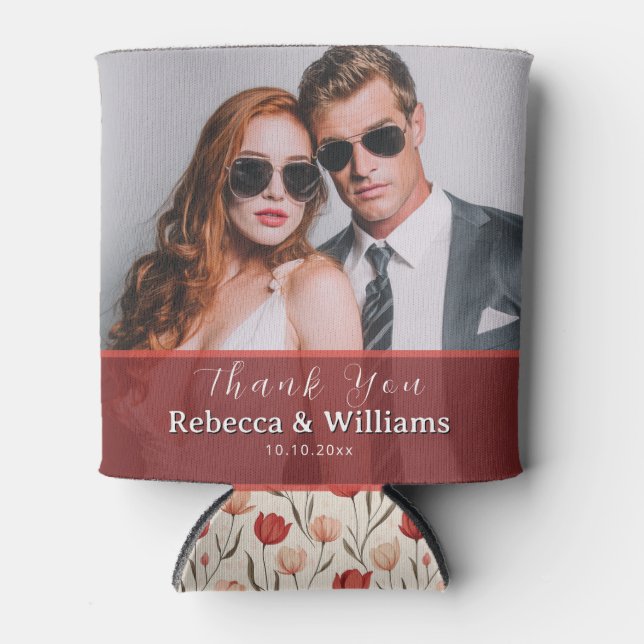 Luxuriöser Tulpen-Grün-Hochzeits-Getränkehalter Dosenkühler (Vorderseite)