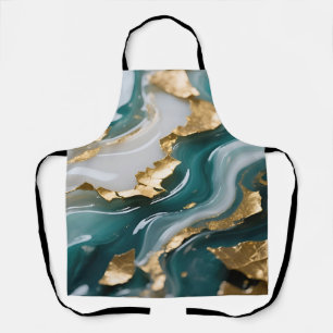 Luxuriöser Türkis-Goldblatt Fluid-Marmor  Schürze