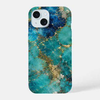 Luxuriöser Türkisstein mit eleganten Goldadern iPhone 15 Hülle