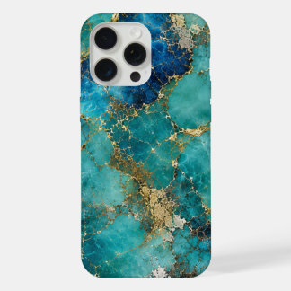 Luxuriöser Türkisstein mit eleganten Goldadern iPhone 15 Pro Max Hülle