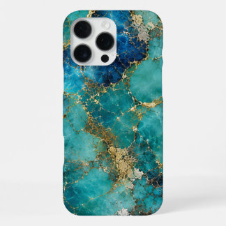 Luxuriöser Türkisstein mit eleganten Goldadern iPhone 16 Pro Max Hülle