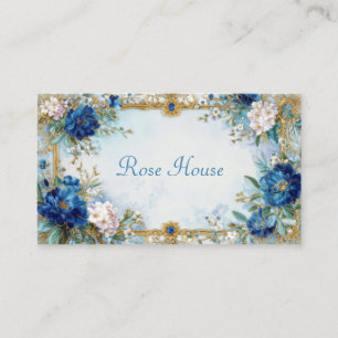 Luxuriöser viktorianischer blauer Blumen-Ornament  Visitenkarte