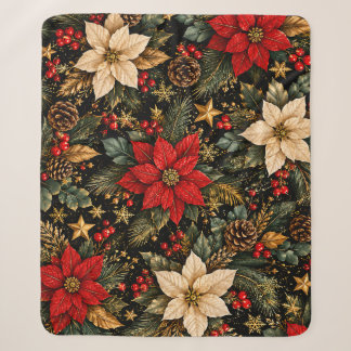 Luxuriöser Weihnachts-Blumenmuster mit Poinsettien Sherpadecke