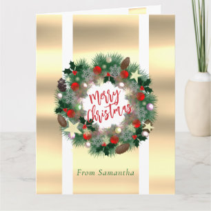 Luxuriöser Weihnachtskranz personalisierbar Karte