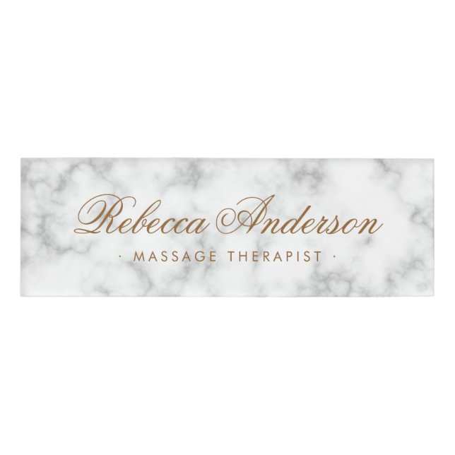 Luxuriöser weißer Marmor-Look hübsche schicke Schr Namenschild (Vorderseite)