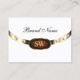 Luxuriöser weißer Orangenmarmor mit Initialen Visitenkarte