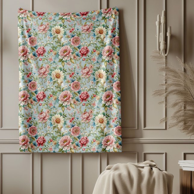 Luxuriöses 18. Jahrhundert Inspiriert Delicate Flo Fleecedecke (Luxurious 18th Century Inspired Delicate Florals Fleece Blanket)