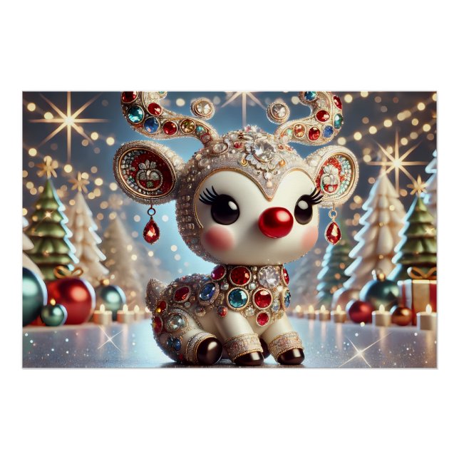 Luxuriöses 3D-Render von Rudolph mit mehrfarbig Poster (Vorderseite)
