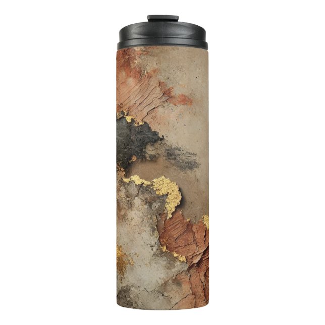 Luxuriöses Abstraktes Kunstdesign | Earthy Tones & Thermosbecher (Vorderseite)