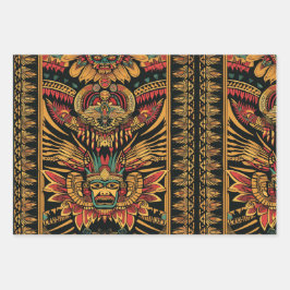 Luxuriöses Aquamarines "Aztec Dream" glänzendes Wr Geschenkpapier Set