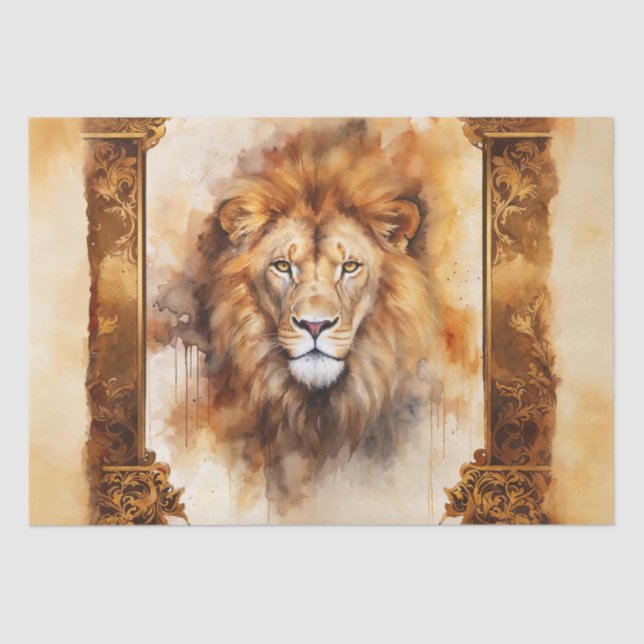 Luxuriöses Aquarellbild mit Verziertem Rahmen Seidenpapier (Vorderseite)