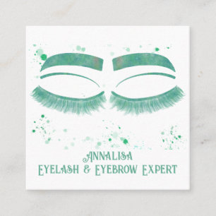 Luxuriöses Aquarellwasser-Eyelash & Brow Beauty, M Quadratische Visitenkarte