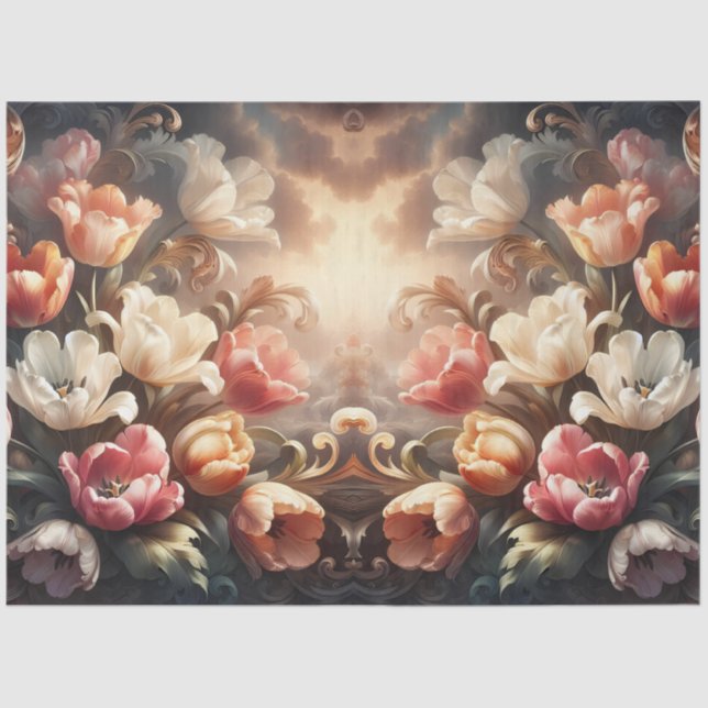 Luxuriöses ätherisches Barock floral Decoupage Seidenpapier (Vorderseite)