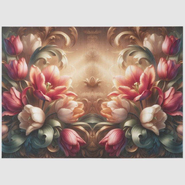 Luxuriöses ätherisches Barock floral Decoupage Seidenpapier (Vorderseite)