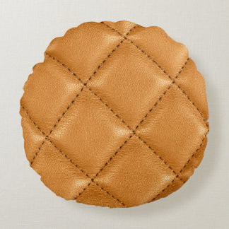 Luxuriöses Auto braunes Leder, Innenausstattung. Rundes Kissen