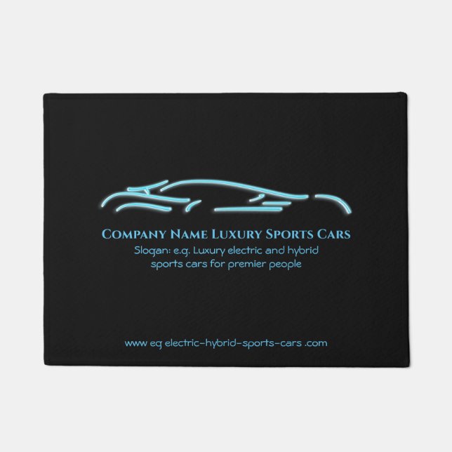 Luxuriöses Autologo - Ice Blue Sports Car auf schw Fußmatte (Vorderseite)