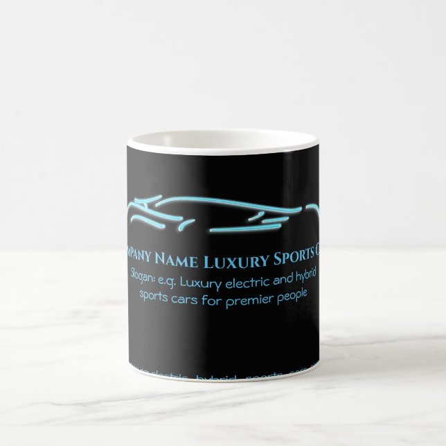 Luxuriöses Autologo - Ice Blue Sports Car auf schw Kaffeetasse (Mittel)