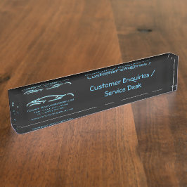 Luxuriöses Autologo - Ice Blue Sports Car auf schw Namensplakette