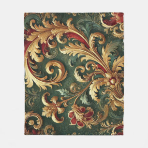 Luxuriöses Barock Damask Muster Fleecedecke