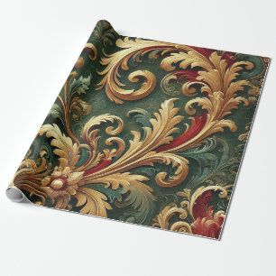 Luxuriöses Barock Damask Muster Geschenkpapier