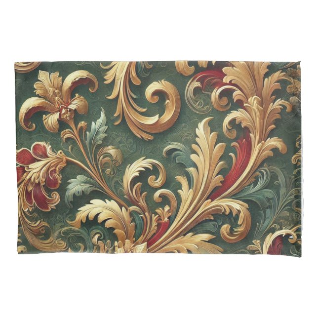 Luxuriöses Barock Damask Muster Kissenbezug (Vorderseite)