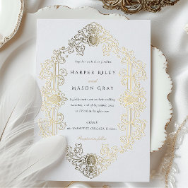 Luxuriöses Barock Gold Foil Einladung zur Hochzeit