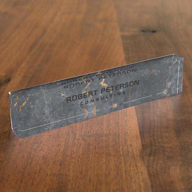 Luxuriöses Bild aus schwarzem und goldfarbenem Mar Namensplakette (Seite)