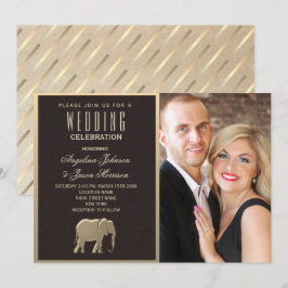 Luxuriöses Black and Gold Foto Einladung