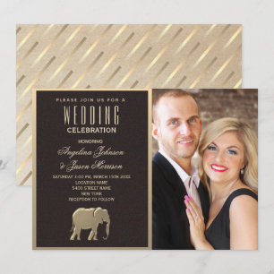 Luxuriöses Black and Gold Foto Einladung