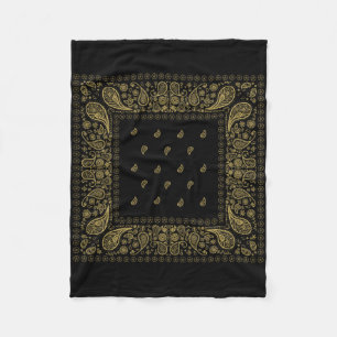Luxuriöses Black and Gold Paisley Design Fleecedecke