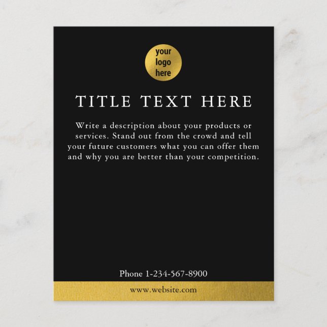 Luxuriöses Black & Gold Business Logo Marketing Flyer (Vorne)
