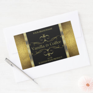 Luxuriöses Black Gold Glitzer Borders Product Labe Rechteckiger Aufkleber